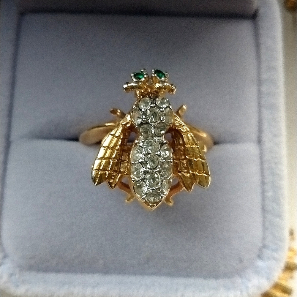 18k Gold Filled Bee Statement Ring - image 1